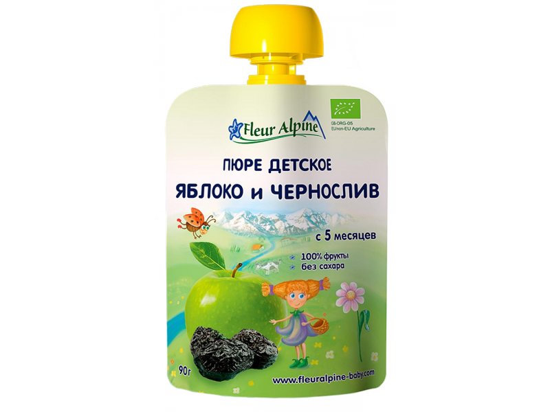 

Пюре Fleur Alpine Яблоко, чернослив 90 г, пауч