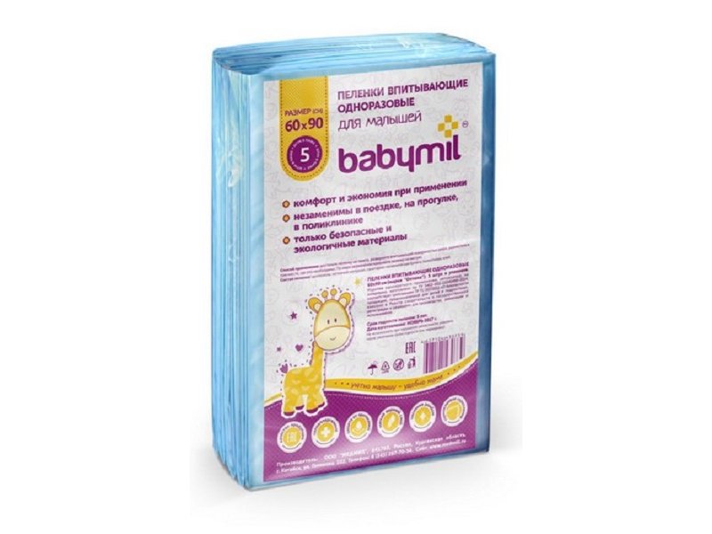 

Пеленки Babymil впитывающие Оптима, 60*90 см, 5 шт.