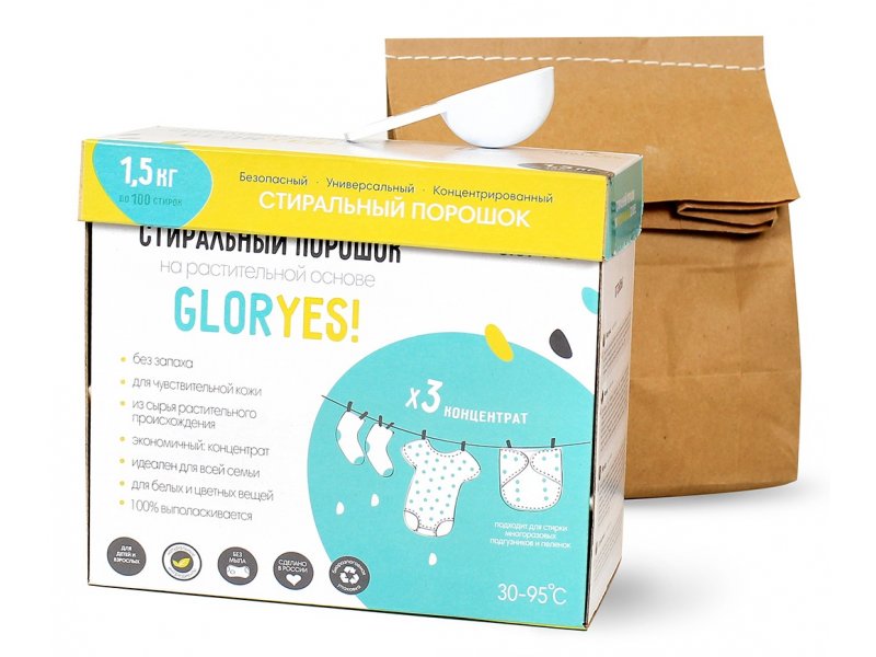 

Порошок стиральный GlorYes!, эко без мыла, 1,5 кг