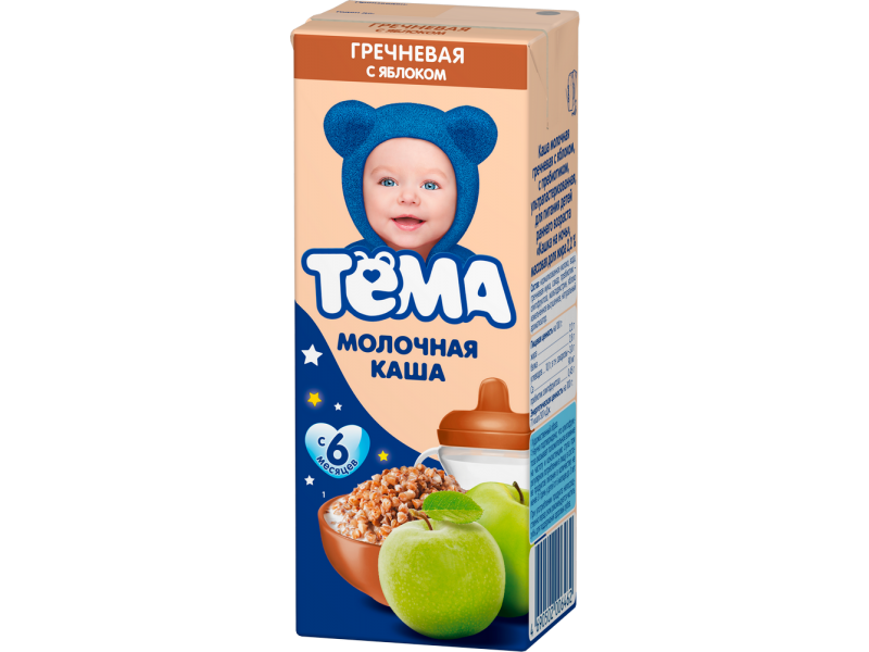 

Каша Тёма, молочная гречневая с яблоком готовая, 206 г