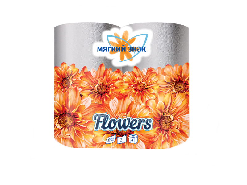 

Бумага туалетная Мягкий знак Flowers, аромат Цветы 2 слоя 4 рулона белый