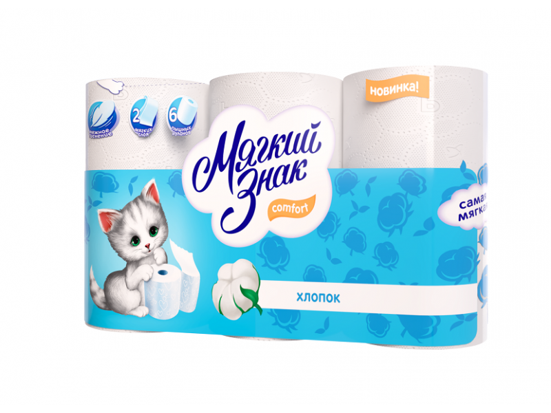

Бумага туалетная Мягкий знак Comfort, 2 слоя 6 рулонов белый