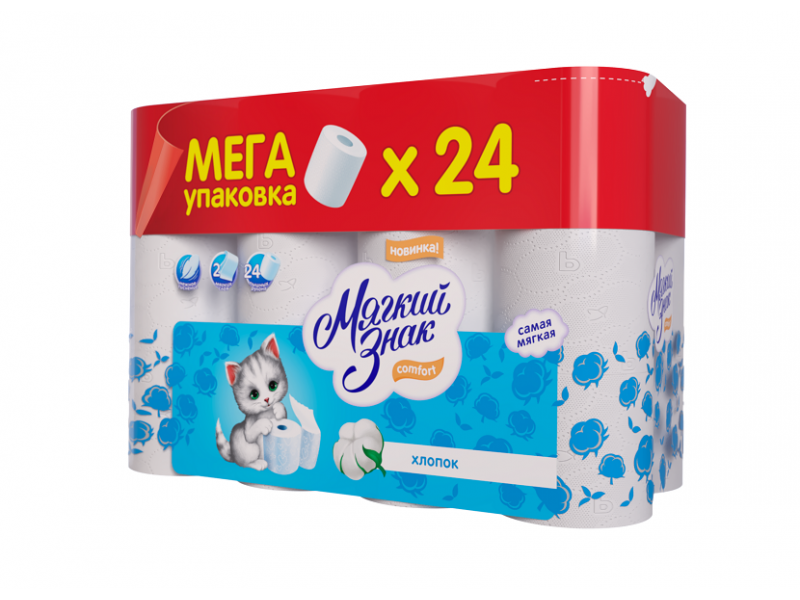 

Бумага туалетная Мягкий знак Comfort, 2 слоя 24 рулона белый