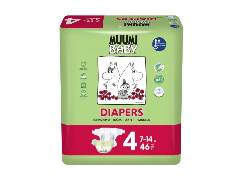 

Подгузники Muumi Baby Maxi 4 (7-14 кг), 46 шт.