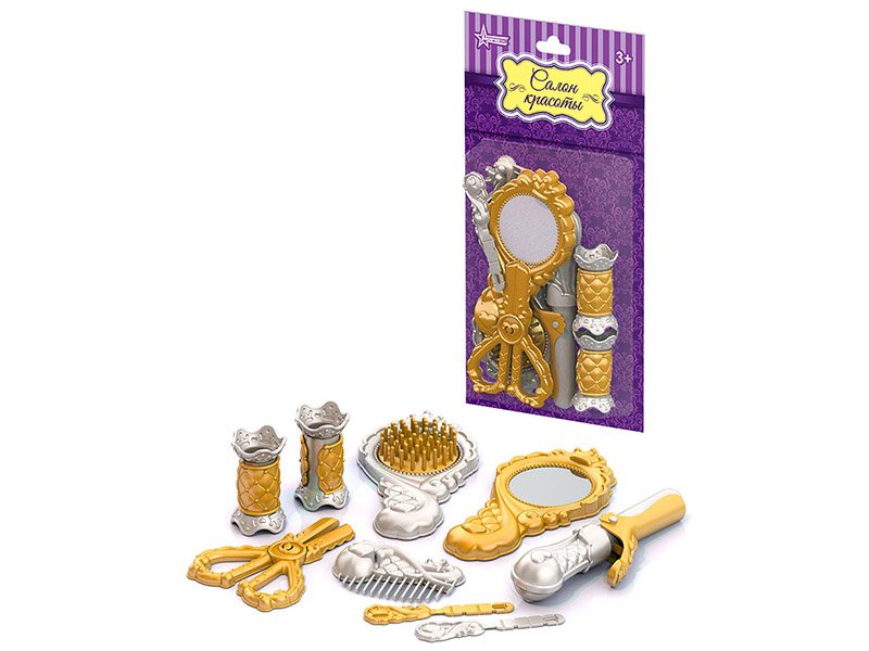 

Набор Нордпласт парикмахерский, 9 предметов в блистере золотой/серебряный