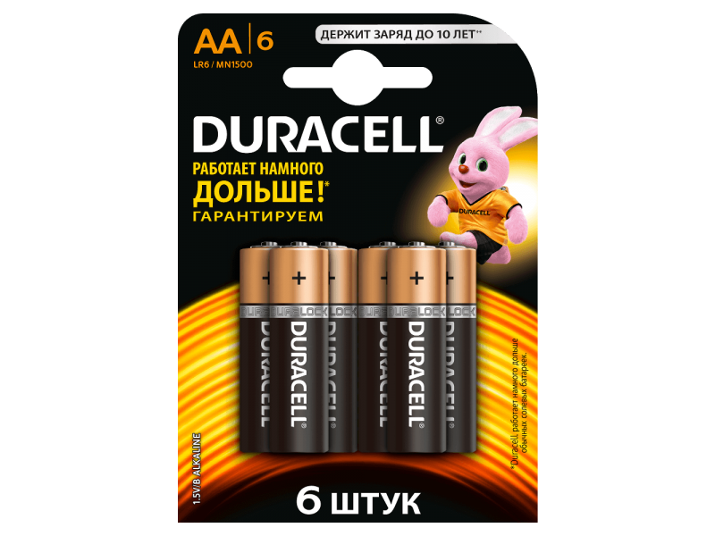 

Батарейки алкаиновые Duracell Basic AA LR6 6 шт.
