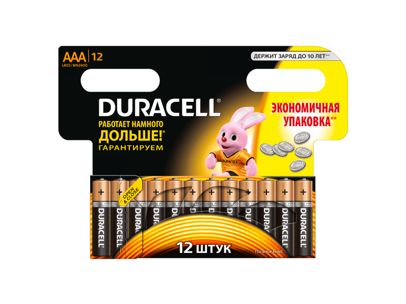 

Батарейки алкаиновые Duracell Basic AAA LR03 12 шт.