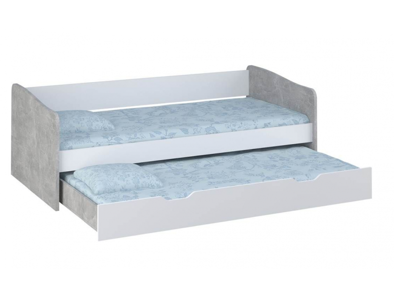 

Кровать детская Polini kids Simple 4210, выдвижная белый/бетон
