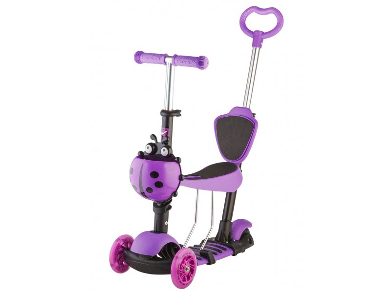 Самокат-кикборд Novatrack Disco-kids, детский трансформер, свет.колеса PU 120*90мм фиолетовый, Детский транспорт, Самокаты Самокат-кикборд Novatrack Disco-kids, детский трансформер, свет.колеса PU 120*90мм фиолетовый, Детский транспорт, Самокаты