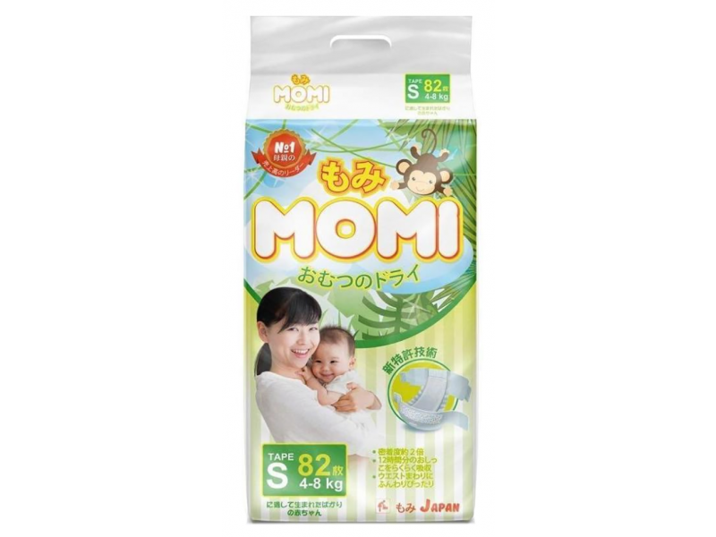 

Подгузники Momi S (4-8 кг), 82 шт.