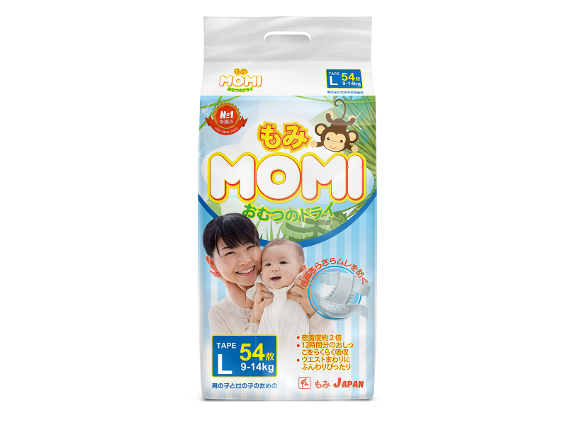

Подгузники Momi L (9-14 кг), 54 шт