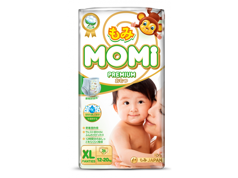 

Подгузники-трусики Momi Premium XL (12-20 кг), 36 шт.