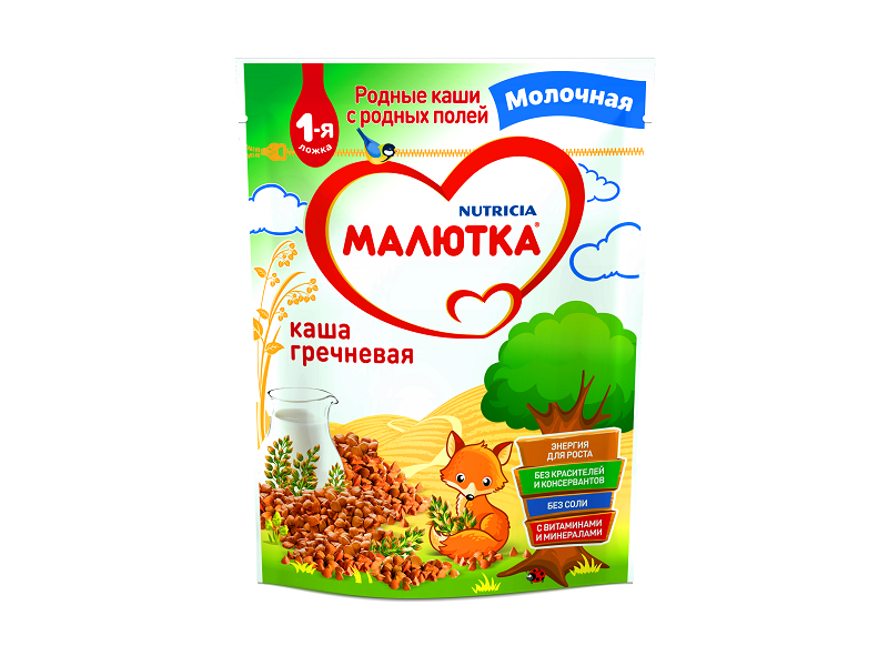 

Каша Малютка, молочная гречневая 220 г, пауч