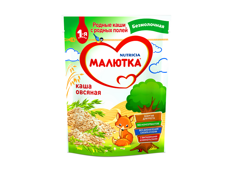 

Каша Малютка безмолочная овсяная 200 г, пауч