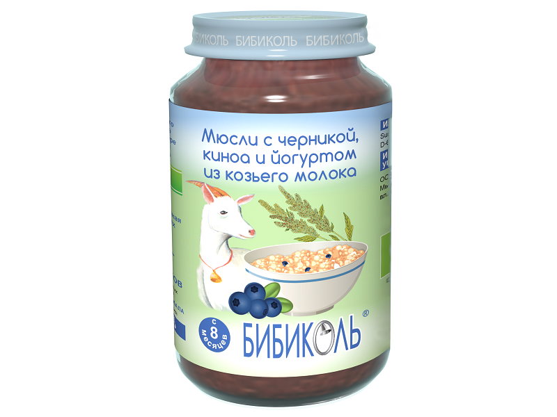 

Пюре Бибиколь, Мюсли с черникой, киноа и йогуртом из козьего молока 190 г