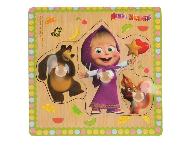 

Игрушка из дерева Буратино, Вкладыш Маша и Медведь