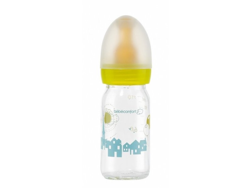 

Бутылочка Bebe Confort, Classic стеклянная с латексной соской, 110 мл мультиколор