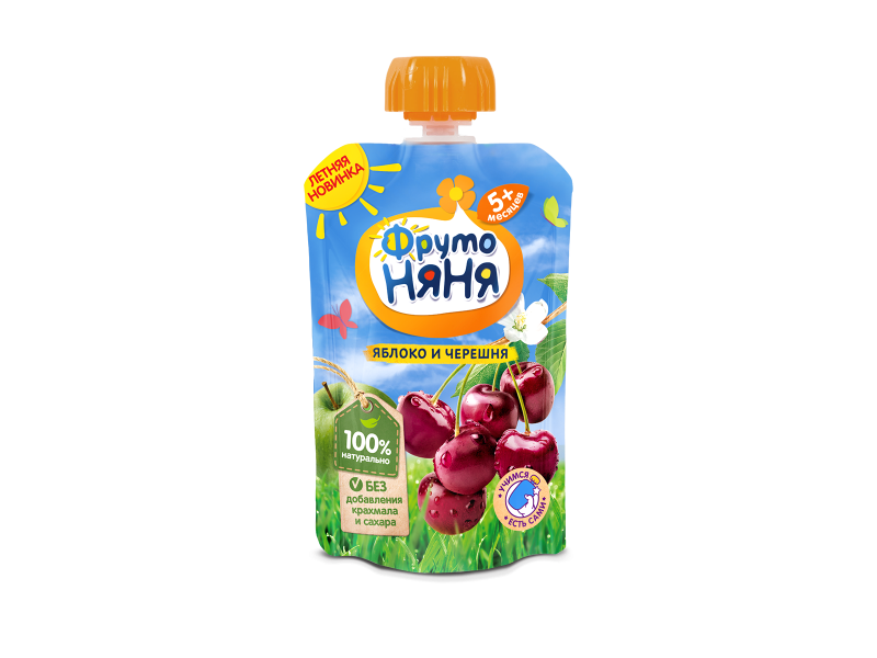 

Пюре Фрутоняня, Яблоко, черешня 90 г дойпак