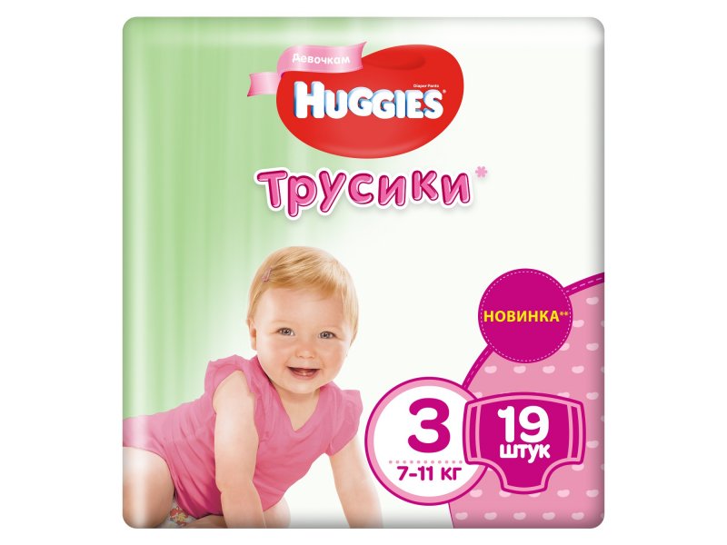 

Подгузники-трусики Huggies д/дев. 3 (7-11 кг), 19 шт.