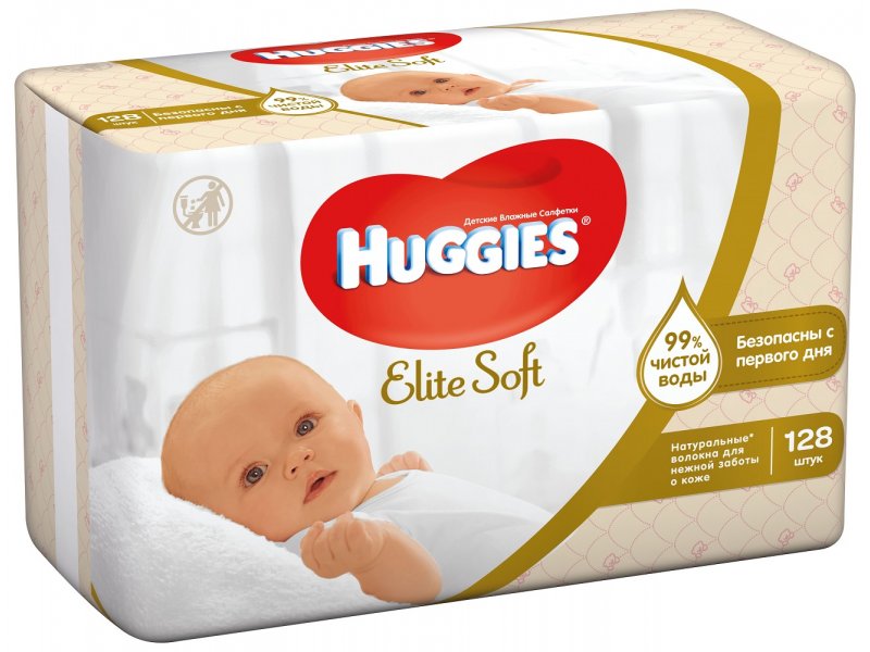 

Салфетки влажные Huggies Elite Soft,128 шт