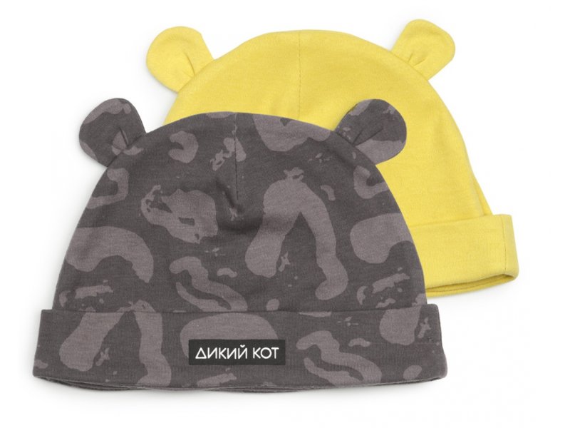 

Шапочка Happy Baby, 2 шт. темно-серый/желтый, р