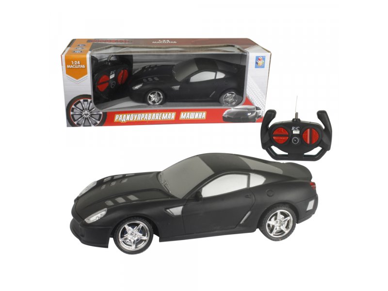 

Игрушка 1Toy Спортавто Машина на р/у, 27 МГц, 4 канала: движение вперед/назад/влево/вправо, 1:24 матовый черный