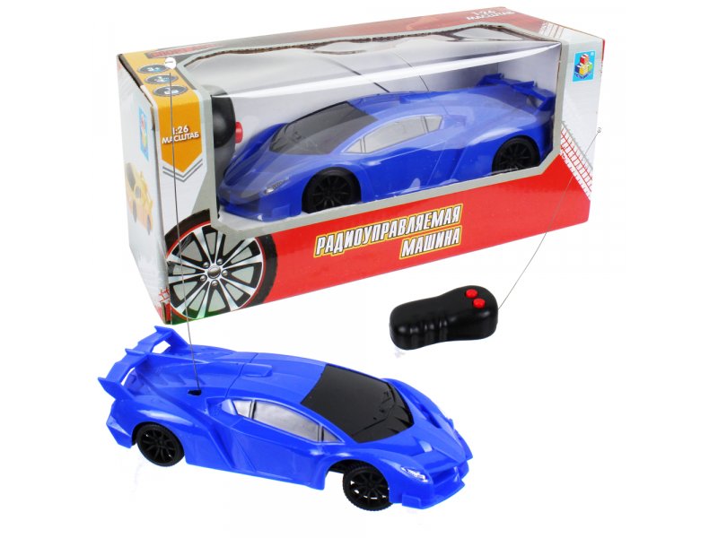 

Игрушка 1Toy Спортавто Машина на р/у, 27 МГц, на батарейках, 2 канала, 1:26 синий
