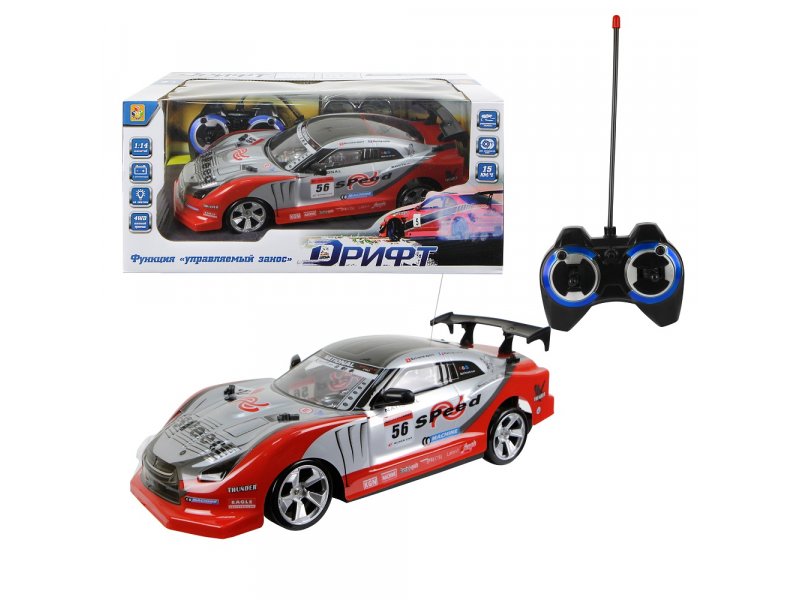 

Игрушка 1Toy Дрифт Машина на р/у, 27 МГц, 4 канала, АКБ , дрифт., 2 компл. покрышек, 1:14 красный