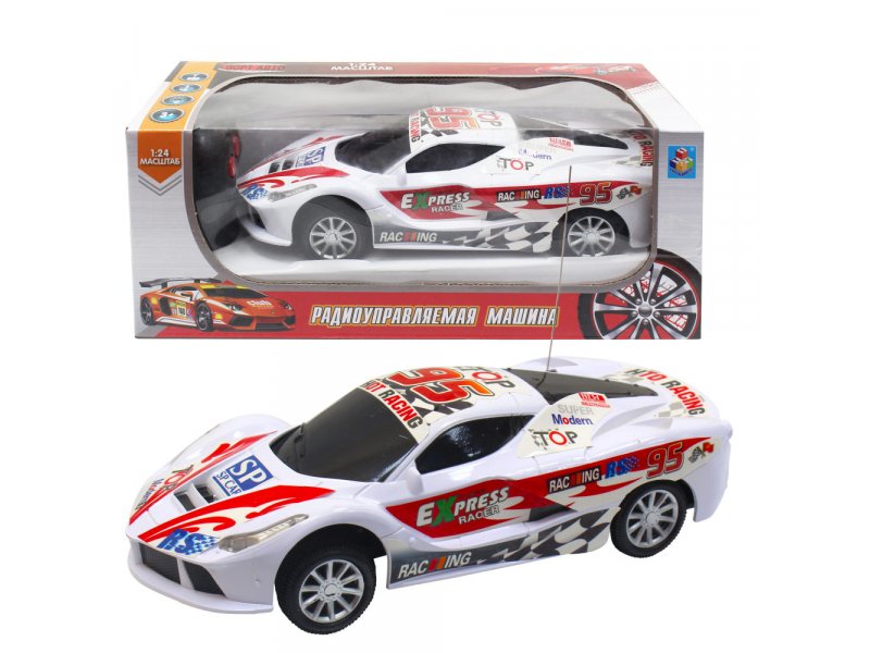 

Игрушка 1Toy Спортавто Машина на р/у, 27 МГц, 2 канала, на батарейках, свет, 1:24