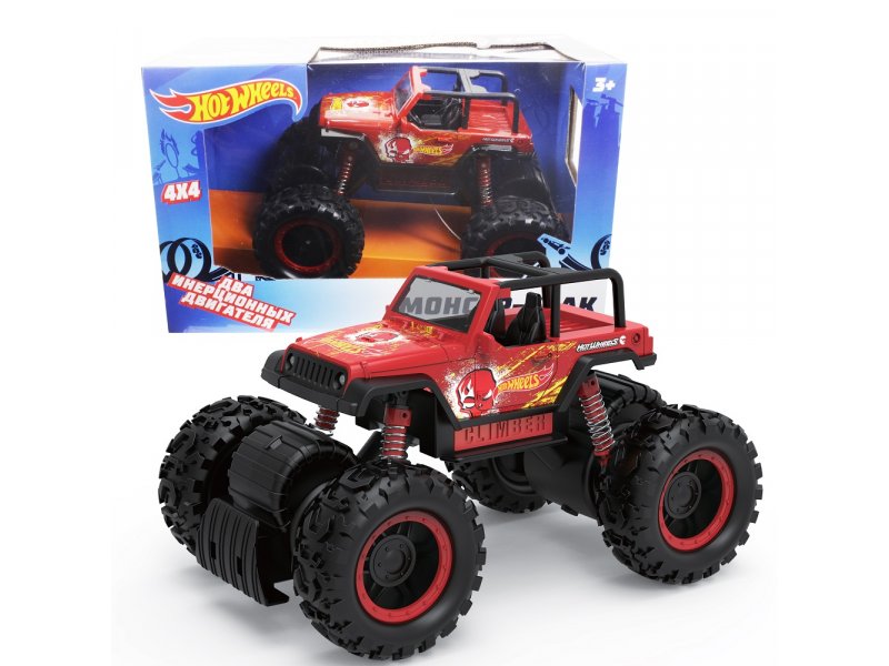 

Игрушка 1Toy, Hot Wheels Монстр-трак фрикционный, с аммортизаторами, свет. эфф., 1:16 красный