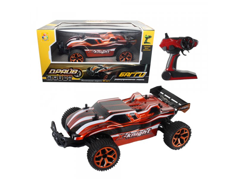 

Игрушка 1Toy Драйв, машина на р/у, 2,4GHz, 4WD, до 20 км/ч, свет, курковый пульт, с АКБ 700mAh Ni-CH оранжевый