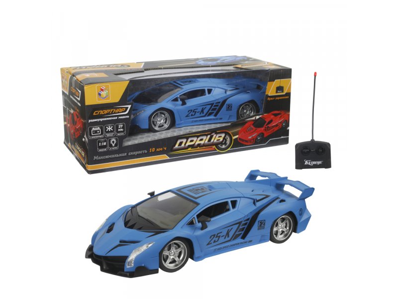

Игрушка 1Toy Драйв Машина на р/у, 4 канала, 27 МГц, АКБ 3,6V700mAh, свет, 1:16 матовый синий