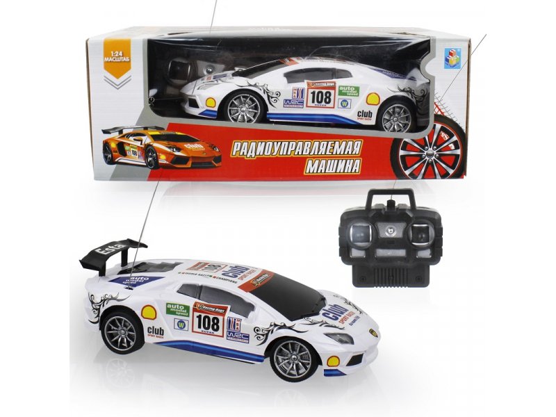 

Игрушка 1Toy Спортавто Машина на р/у, 27 МГц, 4 канала, на батарейках, свет, 1:24 белый