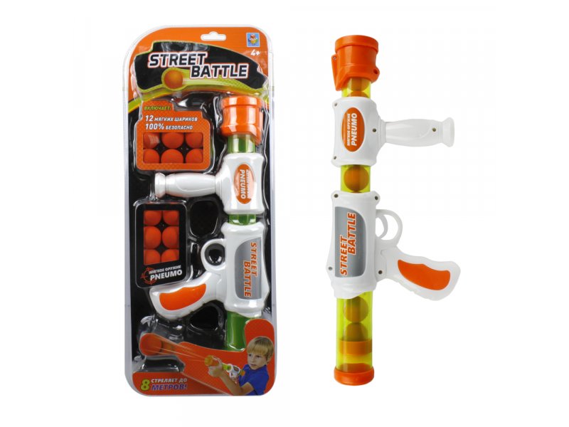 

Игрушка 1Toy Street Battle Оружие с мягкими шариками (в компл. 12 шар. 2,8 см)