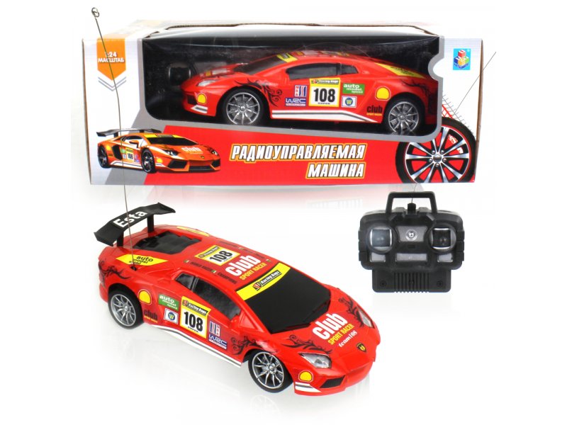 

Игрушка 1Toy Спортавто Машина на р/у, 27 МГц, 4 канала, на батарейках, свет, 1:24 оранжевый