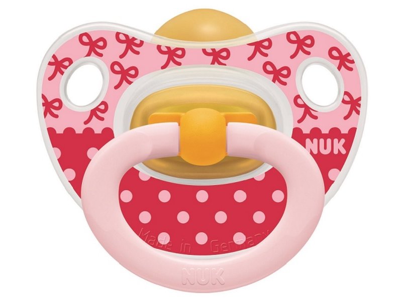 

Соска-пустышка Nuk Happy Kids латексная ортодонтическая Бантик р. 2