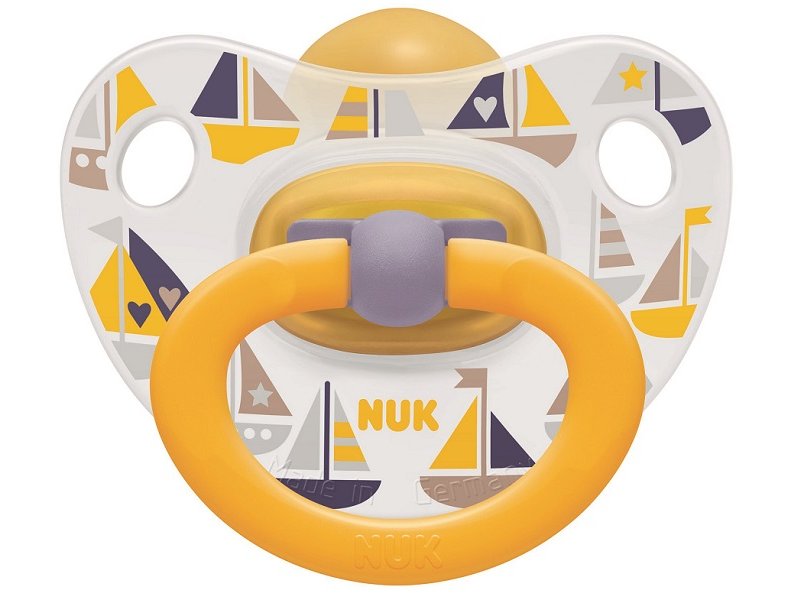 

Соска-пустышка Nuk Happy Kids латексная ортодонтическая Лодки р. 2