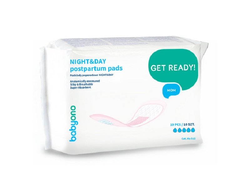 

Прокладки BabyOno послеродовые Night&Day, 10 шт. белый