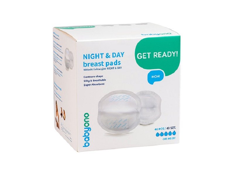 

Вкладыши BabyOno для груди с усиленной защитой Night&Day, 40 шт. белый