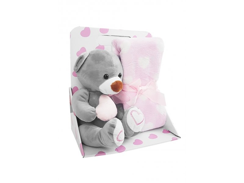 

Набор Uviton, Игрушка Bear with heart 22 см и Плед 75*100 см розовый