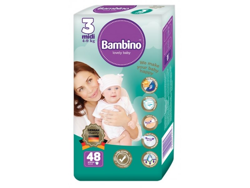 

Подгузники Bambino Midi 4-9 кг, 48 шт.