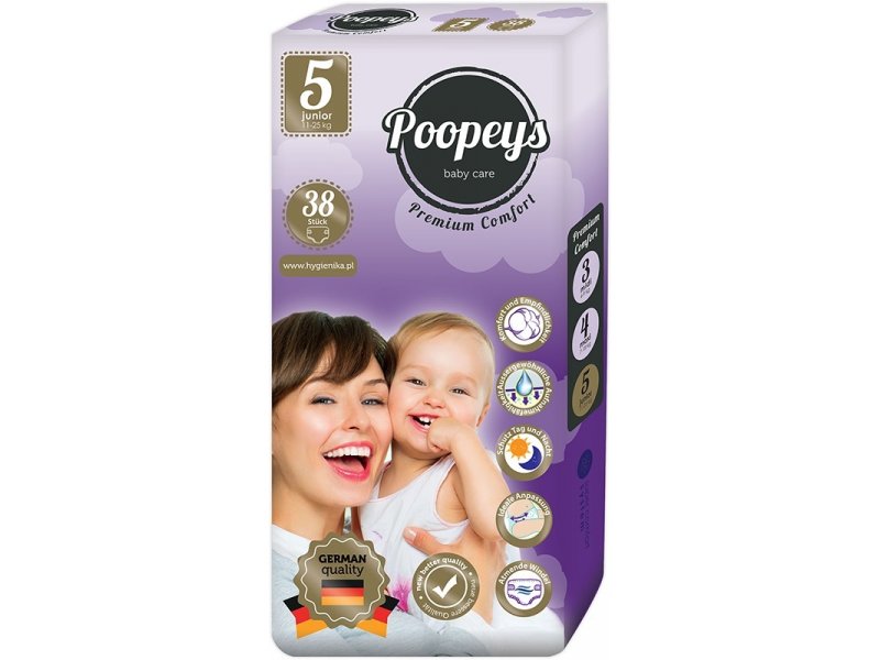 

Подгузники Poopeys Premium Comfort Junior 11-25 кг, 38 шт.