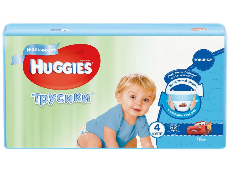 

Подгузники-трусики Huggies д/мал. 4 (9-14 кг), 52 шт.