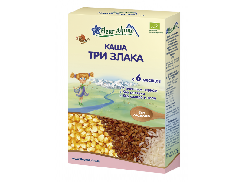 

Каша Fleur Alpine, безмолочная 3 злака 175 г