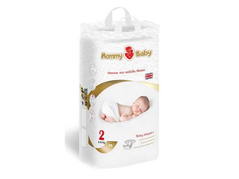 

Подгузники Mommy Baby 2 (4-8 кг), 56 шт.
