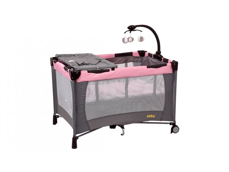 

Манеж Selby 215 серый/розовый