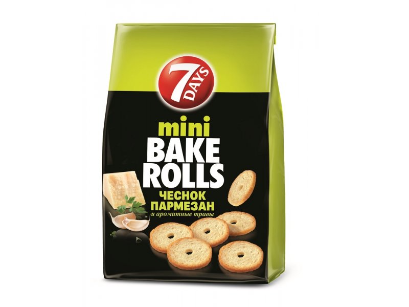 

Мини сухарики 7Days Bake Rolls с пармезаном, чесноком и травами 80 г