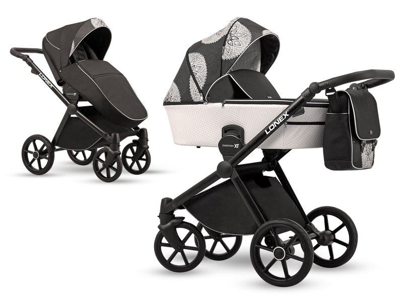 Коляска 2 в 1 Lonex Emotion XT Eco Black&White Patten Коляска 2 в 1 Lonex Emotion XT Eco Black&White Patten