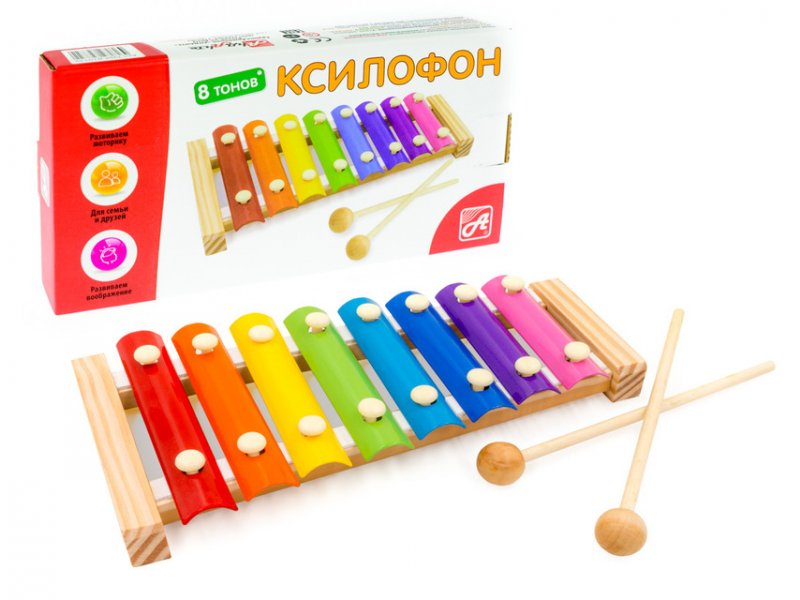 

Игрушка из дерева Нескучные игры, Ксилофон 8 тонов (металлофон)