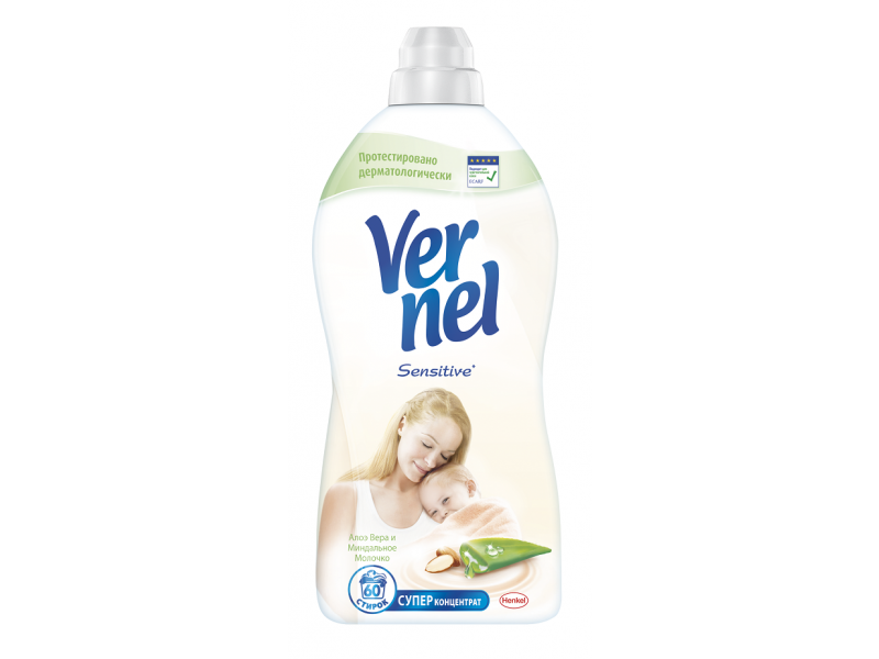 

Кондиционер Vernel Sensitive для белья алоэ вера и миндальное молочко, 1,82 л